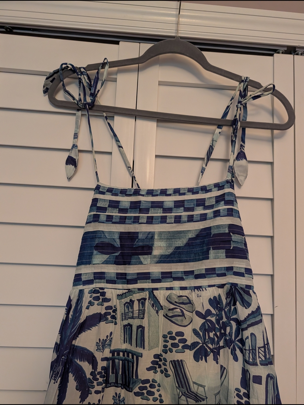 Blue Printed Tie-Strap Maxi Dress - Picture 15 of 16